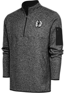 Antigua Dallas Mavericks Mens Black Metallic Logo Fortune Long Sleeve Qtr Zip Pullover