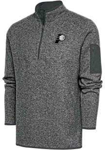 Antigua Indiana Pacers Mens Grey Metallic Logo Fortune Long Sleeve Qtr Zip Pullover