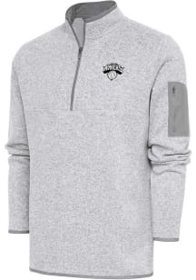 Antigua New York Knicks Mens Grey Metallic Logo Fortune Long Sleeve Qtr Zip Pullover