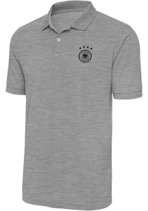 Antigua Germany National Team Mens Grey Derive Short Sleeve Polo