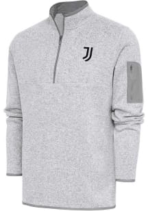 Antigua Juventus FC Mens Grey Elevate Long Sleeve Qtr Zip Pullover