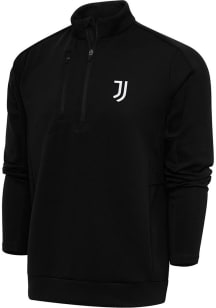Antigua Juventus FC Mens Black Genesis Long Sleeve Qtr Zip Pullover