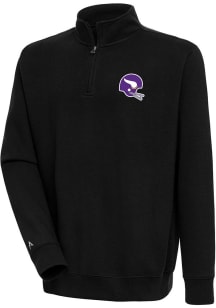 Antigua Minnesota Vikings Mens Black Helmet Victory Long Sleeve Qtr Zip Pullover