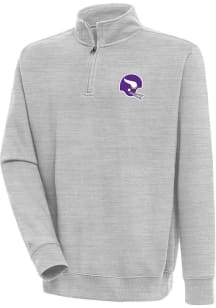 Antigua Minnesota Vikings Mens Grey Classic Victory Long Sleeve Qtr Zip Pullover
