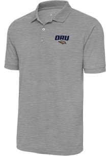 Antigua Oral Roberts Golden Eagles Mens Grey Legacy Pique Short Sleeve Polo