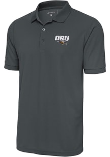 Antigua Oral Roberts Golden Eagles Mens Grey Legacy Pique Short Sleeve Polo