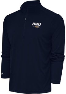 Antigua Oral Roberts Golden Eagles Mens Navy Blue Tribute Long Sleeve Qtr Zip Pullover