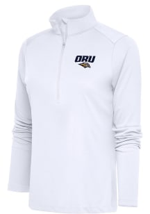Antigua Oral Roberts Golden Eagles Womens White Tribute Qtr Zip Pullover