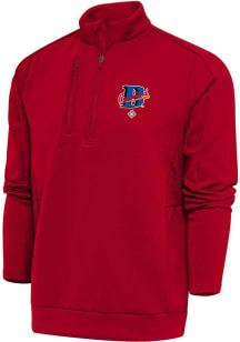 Antigua Cleveland Buckeyes Mens Red Generation Long Sleeve Qtr Zip Pullover