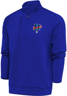 Antigua Cleveland Buckeyes Mens Blue Generation Long Sleeve Qtr Zip Pullover