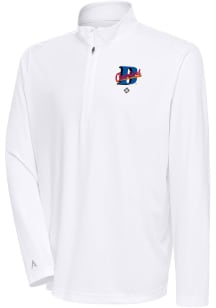 Antigua Cleveland Buckeyes Mens White Tribute Long Sleeve Qtr Zip Pullover