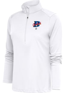 Antigua Cleveland Buckeyes Womens White Tribute Qtr Zip Pullover