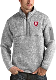 Antigua Harvard Crimson Mens Grey Fortune Long Sleeve Qtr Zip Fashion Pullover