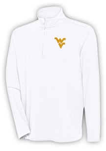 Antigua West Virginia Mountaineers Mens White Hunk Long Sleeve Qtr Zip Pullover