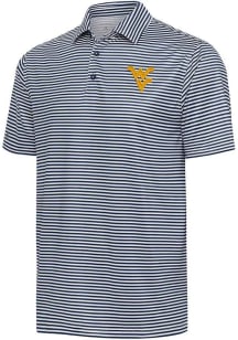 Antigua West Virginia Mountaineers Mens Navy Blue Skills Short Sleeve Polo
