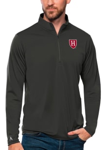 Antigua Harvard Crimson Mens Grey Tribute Long Sleeve Qtr Zip Pullover