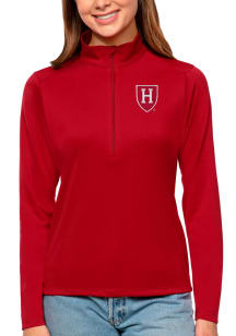 Antigua Harvard Crimson Womens Red Tribute Qtr Zip Pullover