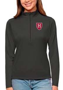 Antigua Harvard Crimson Womens Grey Tribute Qtr Zip Pullover