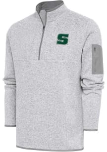 Antigua Slippery Rock Mens Grey Fortune Long Sleeve Qtr Zip Fashion Pullover