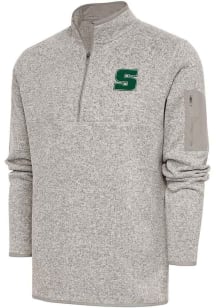 Antigua Slippery Rock Mens Oatmeal Fortune Long Sleeve Qtr Zip Fashion Pullover