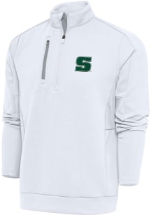 Antigua Slippery Rock Mens White Generation Long Sleeve Qtr Zip Pullover