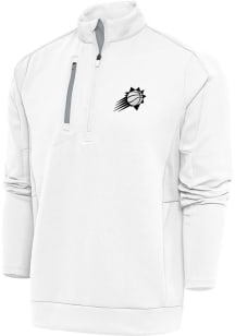 Antigua Phoenix Suns Mens White Metallic Logo Generation Long Sleeve Qtr Zip Pullover
