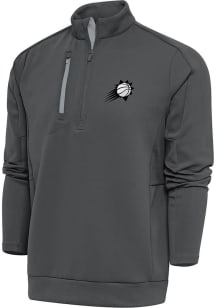 Antigua Phoenix Suns Mens Grey Metallic Logo Generation Long Sleeve Qtr Zip Pullover