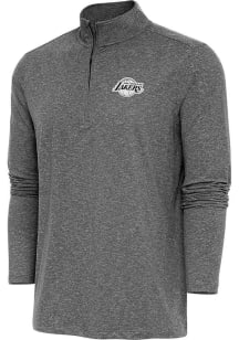 Antigua Los Angeles Lakers Mens Black Metallic Logo Hunk Long Sleeve Qtr Zip Pullover
