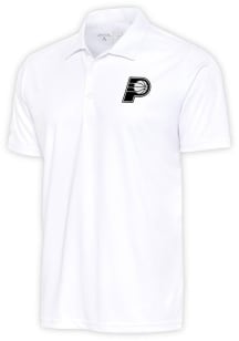 Antigua Indiana Pacers Mens White Metallic Logo Tribute Short Sleeve Polo