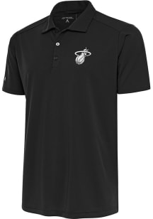 Antigua Miami Heat Mens Grey Metallic Logo Tribute Short Sleeve Polo