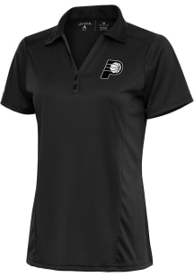 Antigua Indiana Pacers Womens Charcoal Metallic Logo Tribute Short Sleeve Polo Shirt