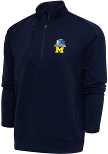 Antigua Michigan Wolverines Mens Blue 2023 Big Ten Champions Generation Long Sleeve Qtr Zip Pullov..