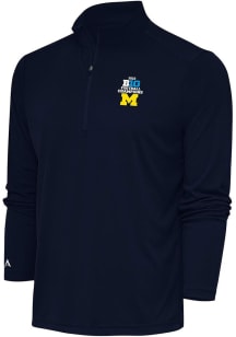 Antigua Michigan Wolverines Mens Blue 2023 Big Ten Champions Tribute Long Sleeve Qtr Zip Pullover