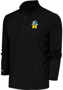 Antigua Michigan Wolverines Mens Black 2023 Big Ten Champions Tribute Long Sleeve Qtr Zip Pullover