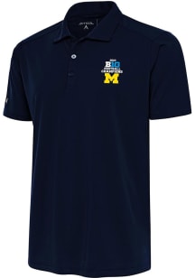 Antigua Michigan Wolverines Mens Blue 2023 Big Ten Champions Tribute Short Sleeve Polo