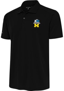 Antigua Michigan Wolverines Mens Black 2023 Big Ten Champions Tribute Short Sleeve Polo
