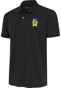 Antigua Michigan Wolverines Mens Grey 2023 Big Ten Champions Tribute Short Sleeve Polo