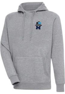 Antigua Michigan Wolverines Mens Grey 2023 Big Ten Champions Victory Long Sleeve Hoodie