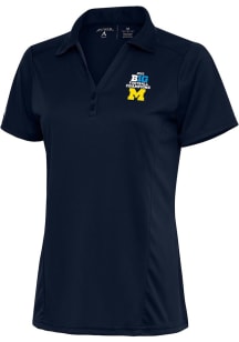 Antigua Michigan Wolverines Womens Blue 2023 Big Ten Champions Tribute Short Sleeve Polo Shirt