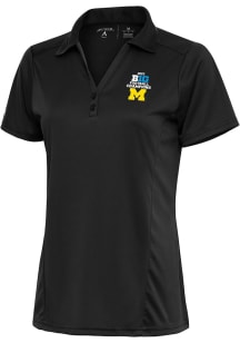 Antigua Michigan Wolverines Womens Grey 2023 Big Ten Champions Tribute Short Sleeve Polo Shirt