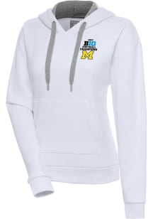 Antigua Michigan Wolverines Womens White 2023 Big Ten Champions Victory Hooded Sweatshirt