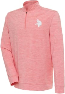 Antigua Minnesota Vikings Mens Orange Bright Long Sleeve Qtr Zip Pullover