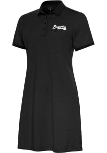 Antigua Atlanta Braves Womens Black Play Through Dress White Logo Short Sleeve Dress