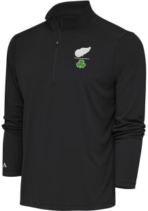 Antigua Detroit Red Wings Mens Grey Shamrock Tribute Long Sleeve Qtr Zip Pullover