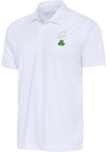 Antigua Cleveland Cavaliers Mens White Shamrock Tribute Short Sleeve Polo
