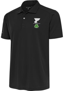 Antigua St Louis Blues Mens Grey Shamrock Tribute Short Sleeve Polo