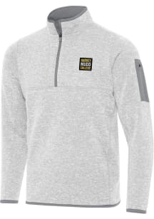 Antigua Harvey Mudd College Mens Grey Fortune Long Sleeve Qtr Zip Fashion Pullover