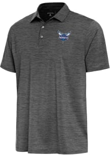 Antigua Charlotte Hornets Mens Black Layout Short Sleeve Polo
