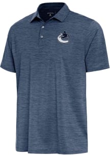 Antigua Vancouver Canucks Mens Navy Blue Layout Short Sleeve Polo