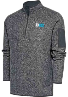 Antigua Big Ten Mens Grey Fortune Long Sleeve Qtr Zip Fashion Pullover